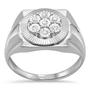 Men’s 0.10CT Diamond Miracle Illusion Ring ✨ | 10KT White Gold | Size 10
